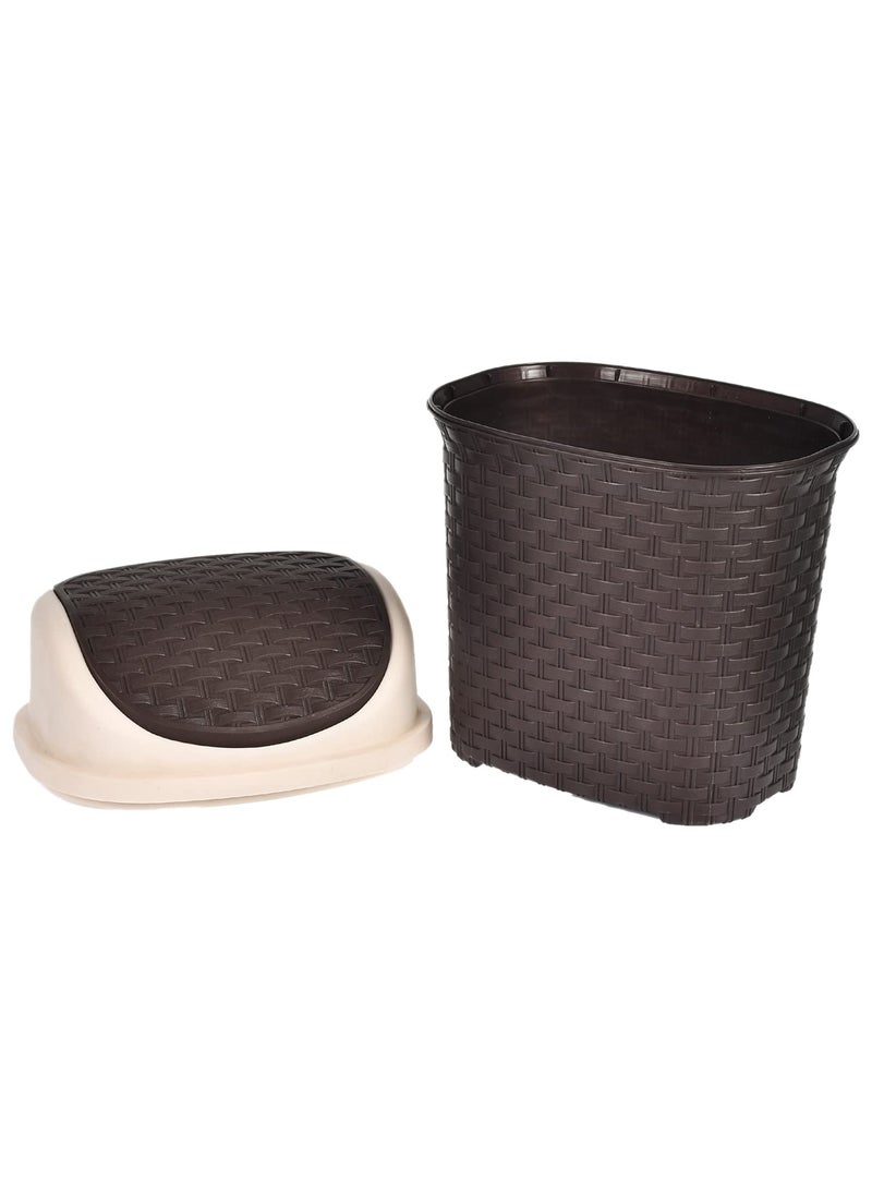 Kuber Industries Heart Home Plastic Dustbin Garbage Bin Trash Can Waste Bin With Swing Lid 7 Litre Brown47HH0705  - Image 5
