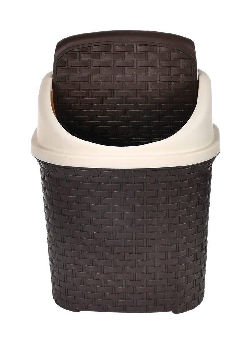 Kuber Industries Heart Home Plastic Dustbin Garbage Bin Trash Can Waste Bin With Swing Lid 7 Litre Brown47HH0705  - Image 2