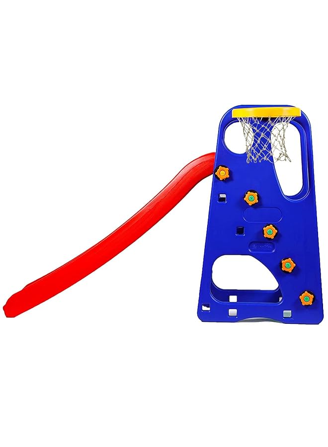 ويبي منزلق حديقة أطفال قابل للطي فاخر مع حلقة كرة سلة قابلة لتعديل الارتفاع للأطفال - Image 3