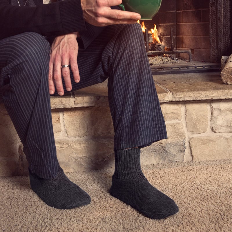 MUK LUKS Men's Morty Ragg Wool Slipper Sock, Black, 2X-Large - Image 2