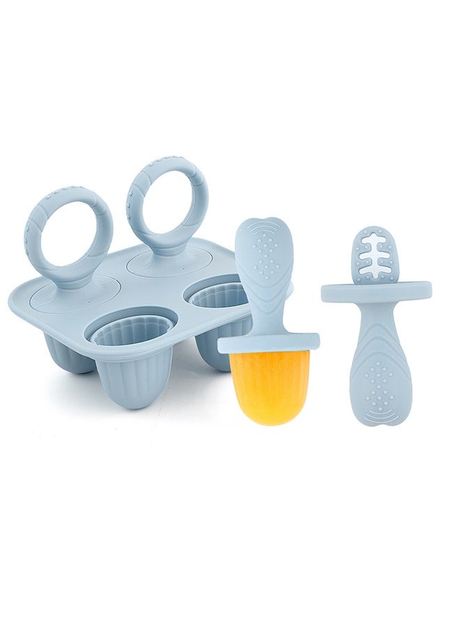 Popsicle Mold Set 7 Pieces Homemade Silicone Popsicle Maker Easy Release Ice Cream Molds Reusable DIY Pop Molds (Blue)