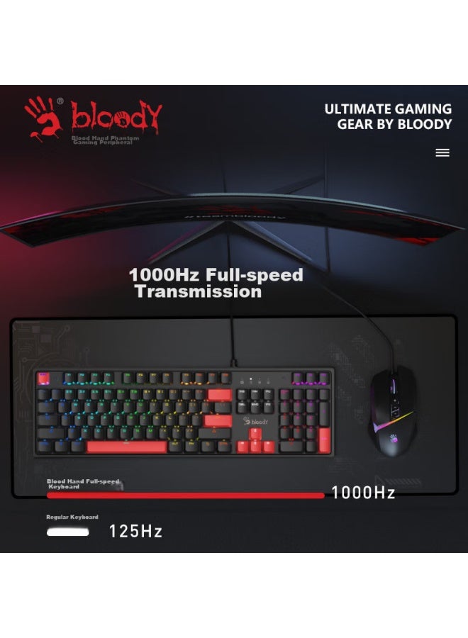 A4tech S510r Mechanical Keyboard, Wired High-end Gaming Peripheral, External For Computer And Laptop, Blood Hand Phantom Gaming Keyboard, 104 Keys, Rgb, Brown Switch - Image 3