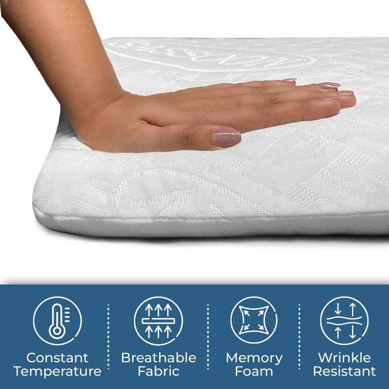 Sassoon Anatolia- Slim Memory Foam Pillow, Ultra Slim, Ergonomic Design, Pain Free Quality Sleep, Constant Temperature, Breathable Fabric, Wrinkle Resistant, Lightweight, Portable, (26 x 17 x 3) inch - Image 3