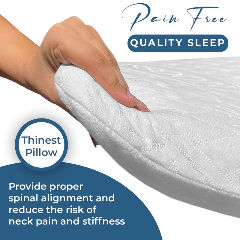 Sassoon Anatolia- Slim Memory Foam Pillow, Ultra Slim, Ergonomic Design, Pain Free Quality Sleep, Constant Temperature, Breathable Fabric, Wrinkle Resistant, Lightweight, Portable, (26 x 17 x 3) inch - Image 2