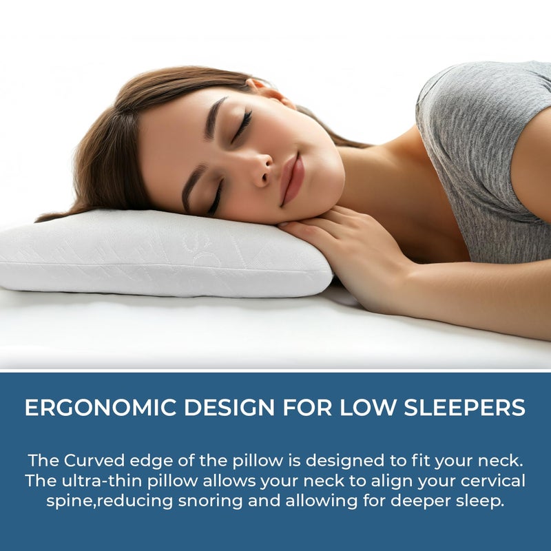 Sassoon Anatolia- Slim Memory Foam Pillow, Ultra Slim, Ergonomic Design, Pain Free Quality Sleep, Constant Temperature, Breathable Fabric, Wrinkle Resistant, Lightweight, Portable, (26 x 17 x 3) inch - Image 4
