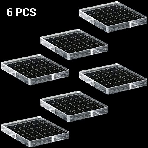 IFAMIO 6 Pieces Stamp Block Clear Acrylic Stamping Blocks Tools Set with Grid Lines for DIY Crafts Scrapbooking Card Making Ornaments Stamping Projects - Image 2