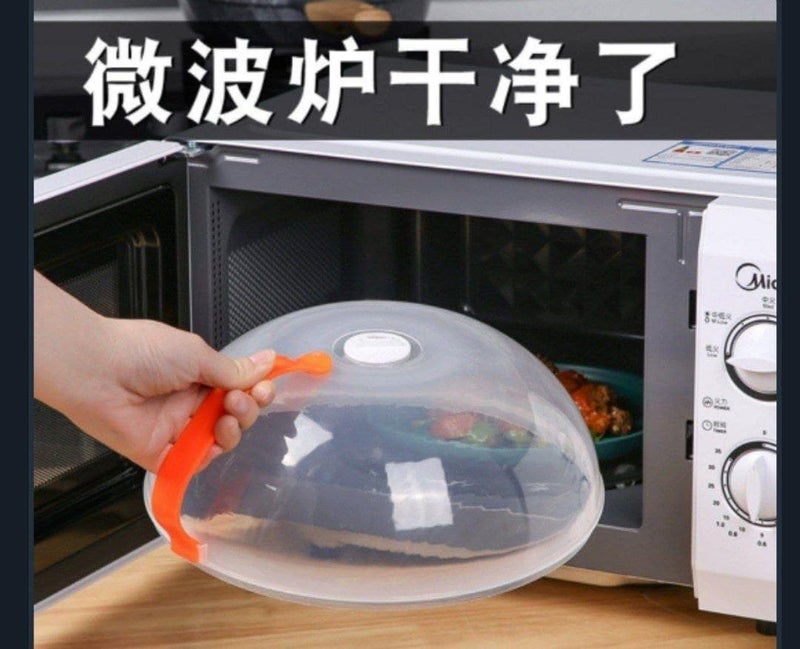Microwave Cover for Food Splatter, 3 Pack BPA Free, Transparent Plastic, 10.5 Inch Round Lid with Handle, Steam Vents, Keeps Microwave Clean