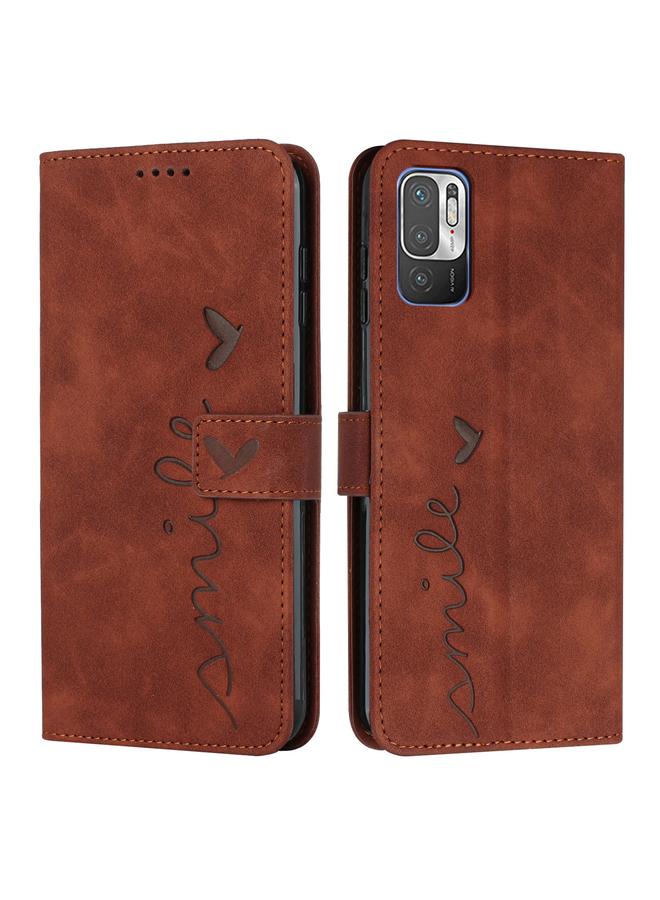 Case For Xiaomi Redmi Note 10 5G Skin Feel Heart Pattern Leather Phone Case