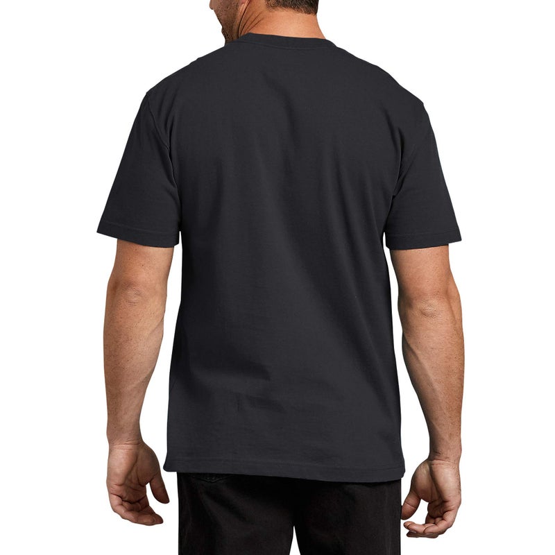 Dickies تي شيرت عمل للرجال بأكمام قصيرة من ديكي، ثقيل الوزن، ياقة دائرية، أسود، حجم كبير جداً أمريكي - Image 2