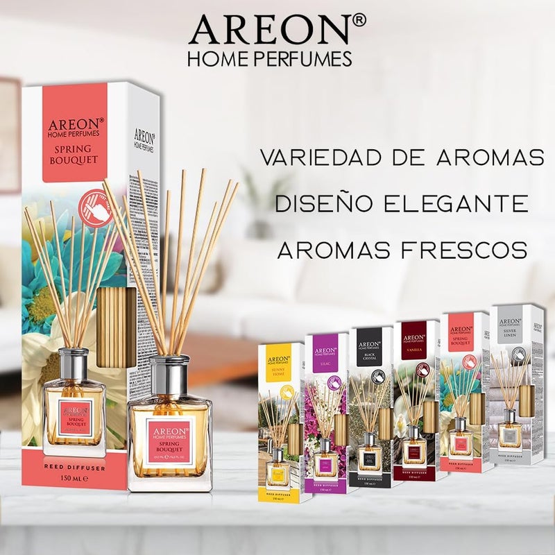 موزع عطر منزلي Areon بقصب الروطان 150 مل فاخر 10 أعواد قصب - العنبر الذهبي - Image 4
