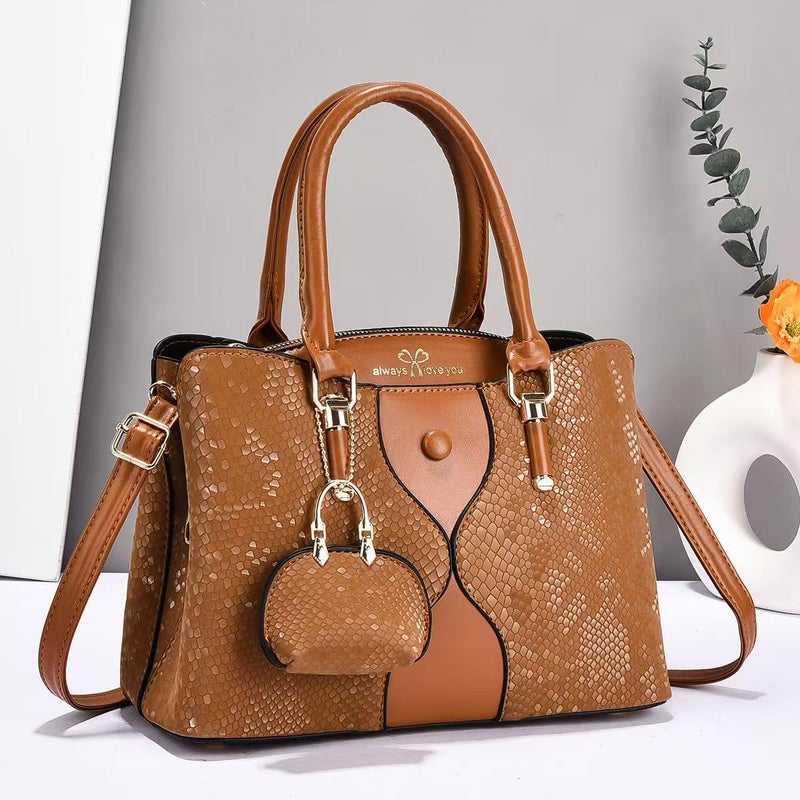 Handbag Retro Trendy Handbag High-Quality Texture Shoulder Bag Bright Leather Snake Pattern Crossbody Bag Versatile - Image 2