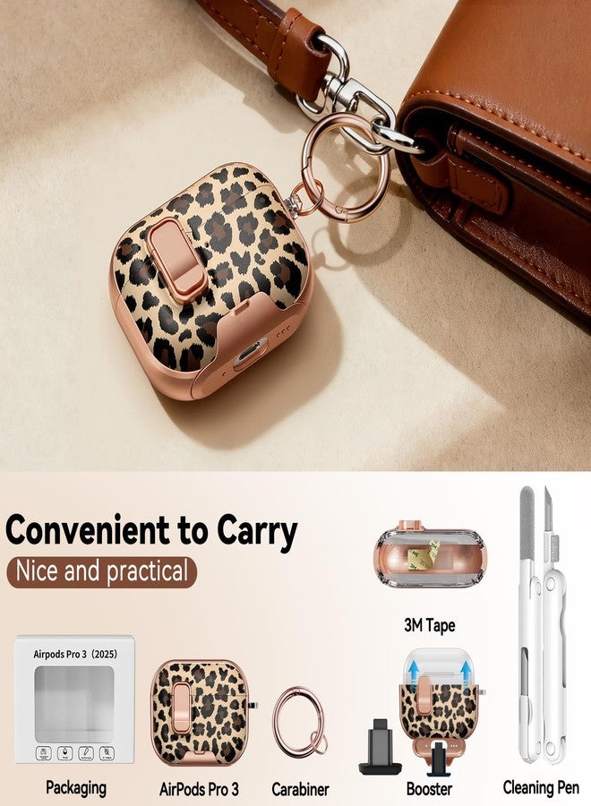 Polislime for AirPods Pro 3 Case 2025, with Safty Lock & Phone Stand for Floral AirPods Pro 3 Generation Case Cover for Women Girly, iPod Pro 3 Case with Keychain & Cleaner Kit - Leopard Print - Image 5
