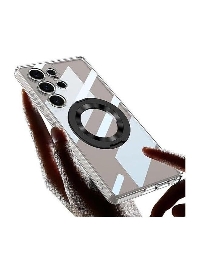 for Galaxy S25 Ultra Case, 【Compatible with Mag-safe】 Built-in 360° Rotatable Magnetic Ring Holder, Hard PC Clear Shockproof Protective Slim Phone Case  - Image 4