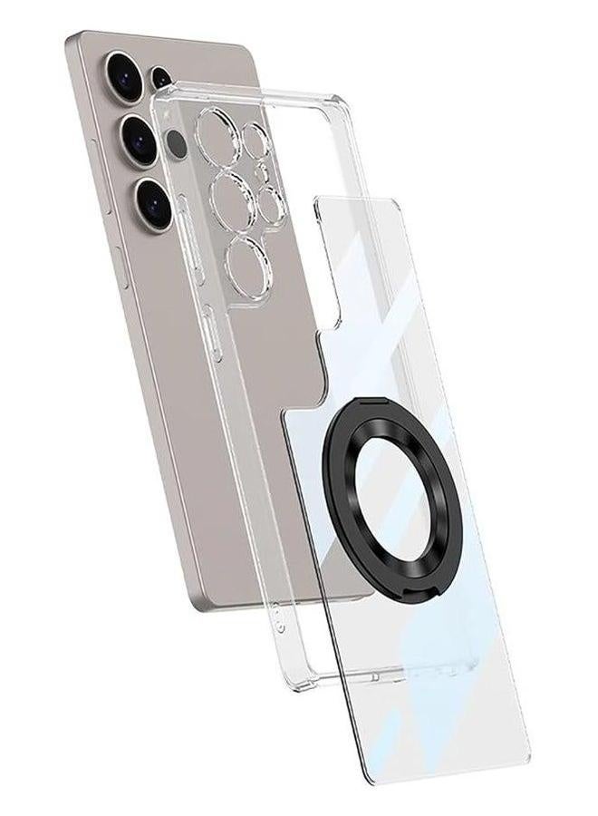 for Galaxy S25 Ultra Case, 【Compatible with Mag-safe】 Built-in 360° Rotatable Magnetic Ring Holder, Hard PC Clear Shockproof Protective Slim Phone Case  - Image 2
