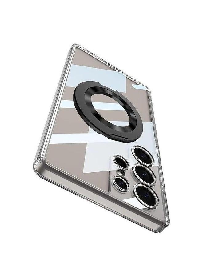 for Galaxy S25 Ultra Case, 【Compatible with Mag-safe】 Built-in 360° Rotatable Magnetic Ring Holder, Hard PC Clear Shockproof Protective Slim Phone Case  - Image 3