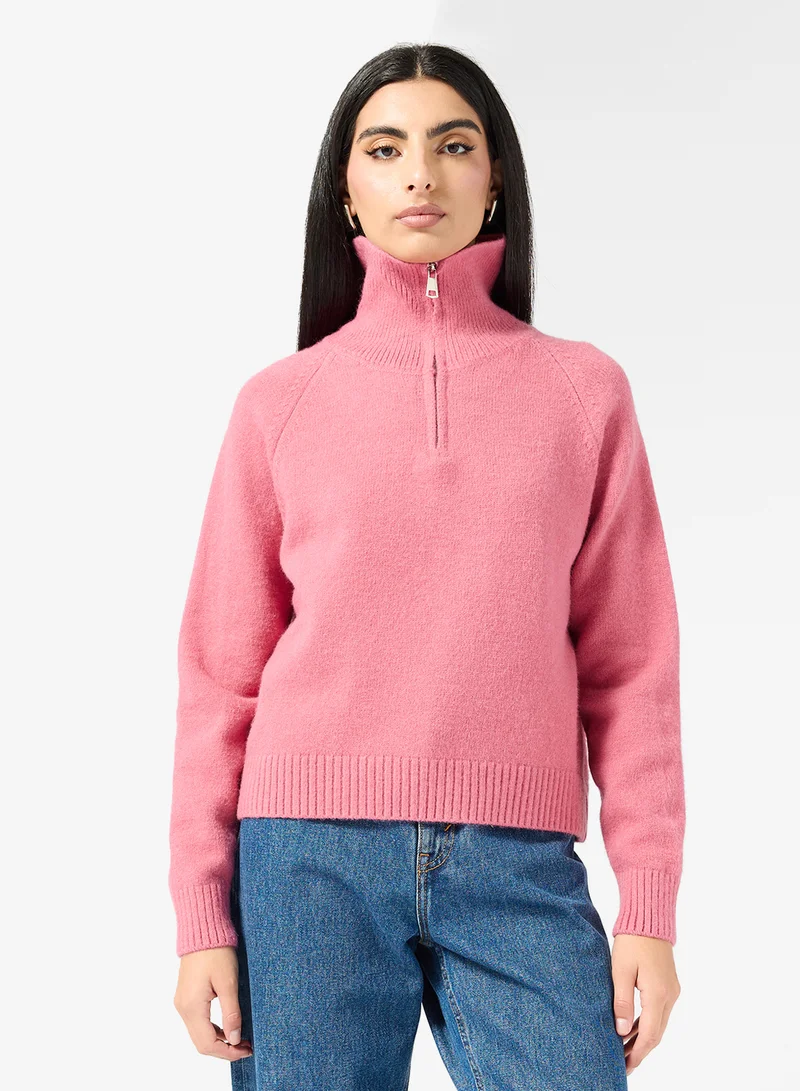 ELLA Polo Sweater With Collar Zipper