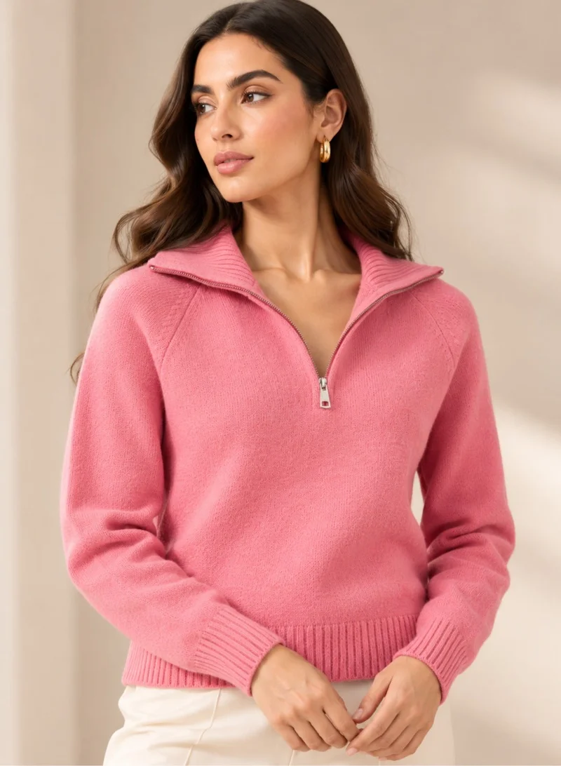 Ella Polo Sweater With Collar Zipper