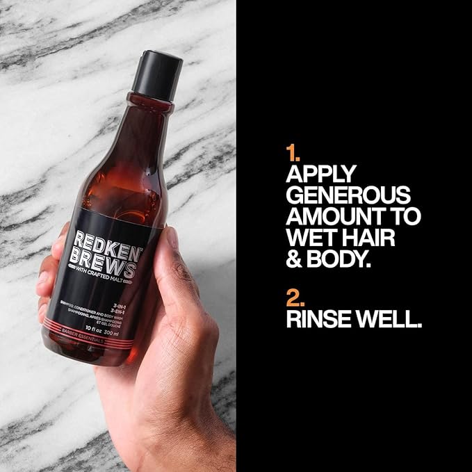 Redken Brews Mens 3In1 Hair Shampoo Conditioner Body Wash 300ml - Image 3