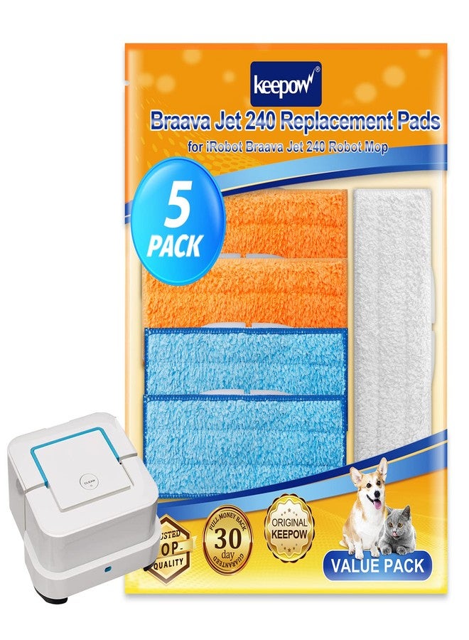 KEEPOW Braava Jet 240 Mop Pads Compatible with irobot Braava Jet 240 241 245 Robot Mop, 2 Wet Mop Pads + 2 Damp Mop Pads + 1 Dry Mop Pads - Image 1