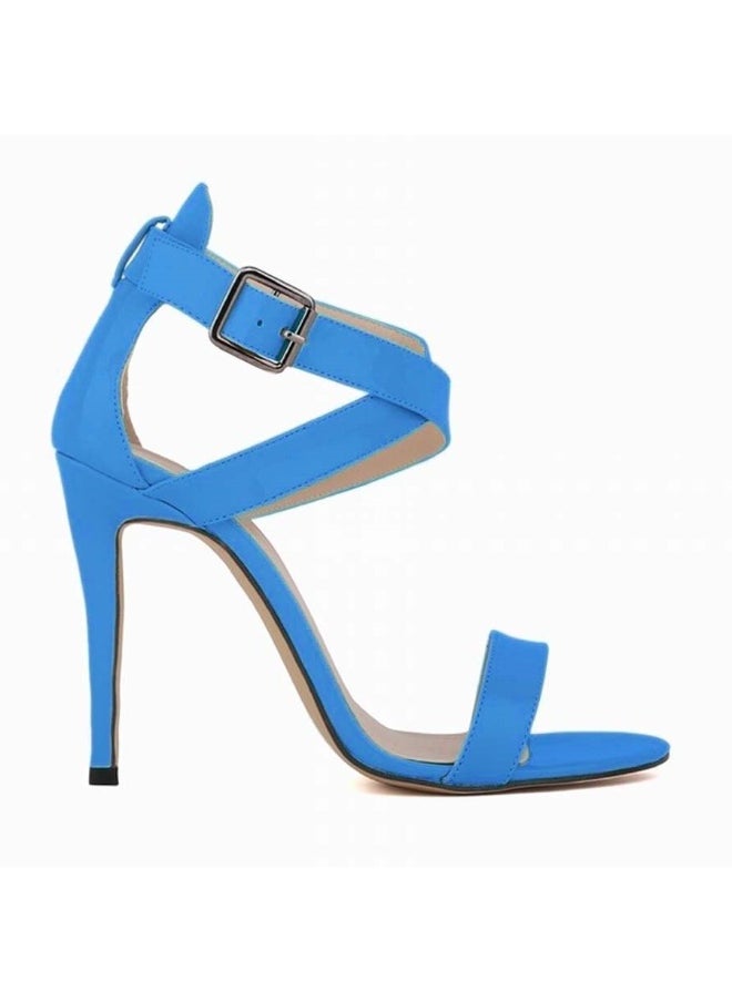 Loquat Cut-Out Candy Color Stiletto Sandals 8 cm Blue  - Image 1