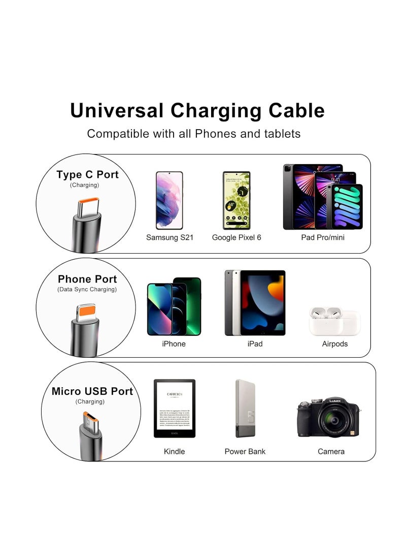 GUDOO - Multi USB Charger Cable Retractable 3 in 1 Multiple Charging Cord, for All in Market Smartphones and Tablets - Image 1