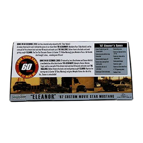 Greenlight 1967 Mustang Eleanor from Gone in 60 Seconds Motion Picture, Gray with Black Stripes 86411 1/43 Scale Diecast Model Toy Car - Image 5