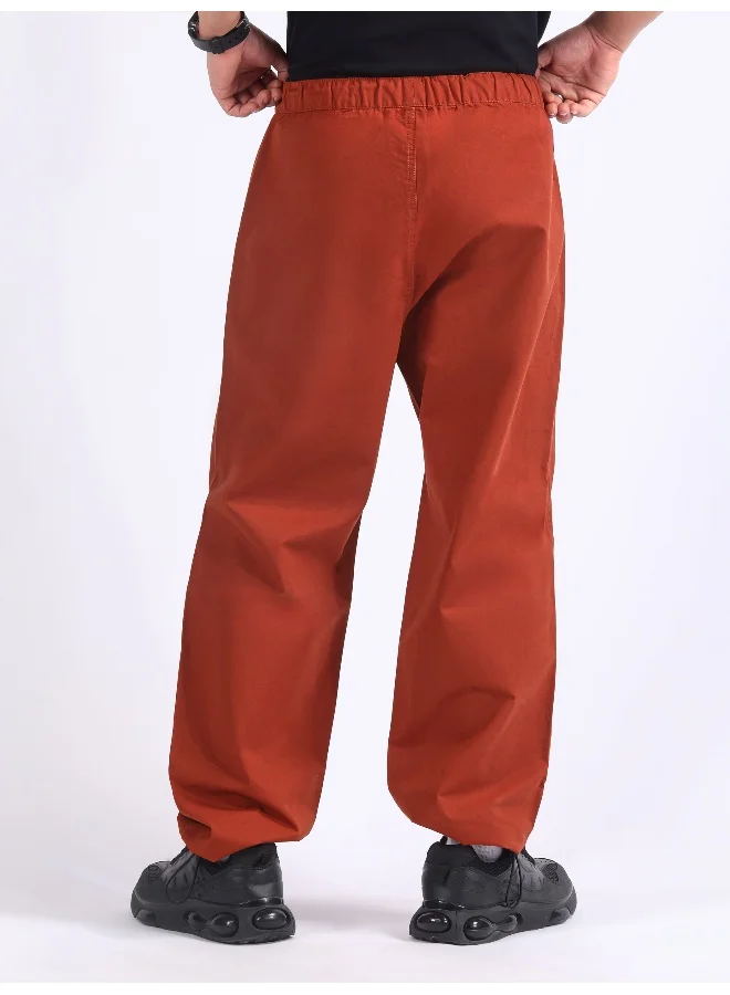 Beyoung Rust Brown Double Pleated Cargo Joggers