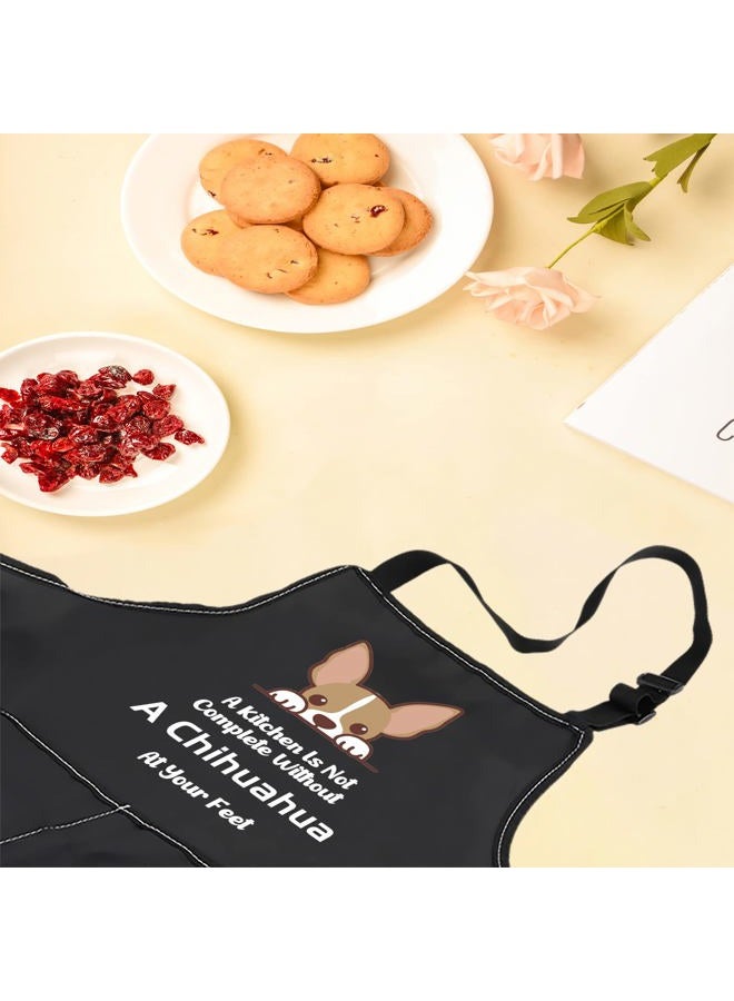 LEVLO Funny Chihuahua Kitchen Apron A Kitchen is Not Complete Without A Chihuahua at Your Feet Kitchen Apron for Dog Dad Mom(Without A Chihuahua) - Image 5