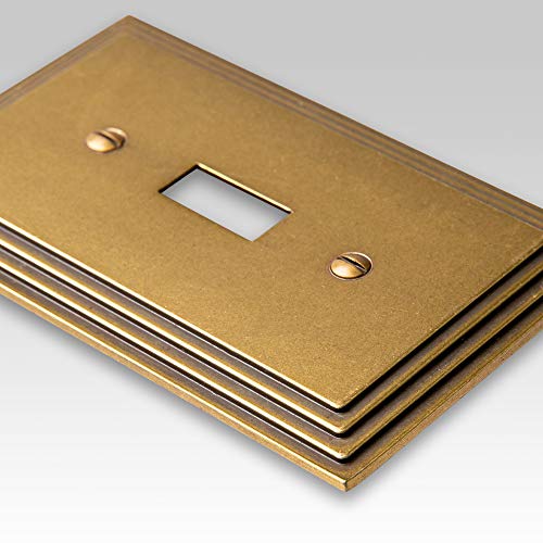 AMERELLE 84TTTRB Steps Triple Toggle Cast Metal Wallplate in Rustic Brass - Image 3