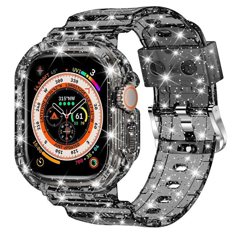 XYF Crystal Clear Apple Watch Band with Bumper Case, Jelly TPU Sport Strap Compatible with iWatch Ultra 2/1 Series 10 9 8 7 SE 6 5 4 3 2 1 – 49/45/44/42/41/40/38mm - Image 2