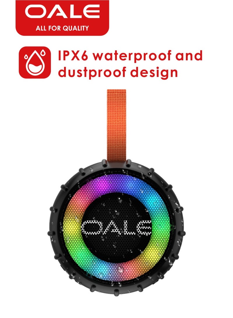 OALE iBazz 10 Portable Bluetooth Speaker, Bluetooth 5.3, IPX6 Waterproof, RGB Lights, FM Radio, Includes Charger & AUX Cable - Image 1