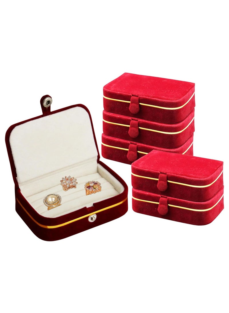 atorakushon® Velvet Jewellery Box Ring Box Earrings Necklace Organiser For Women's Pack of 6 (Cream) - Image 1