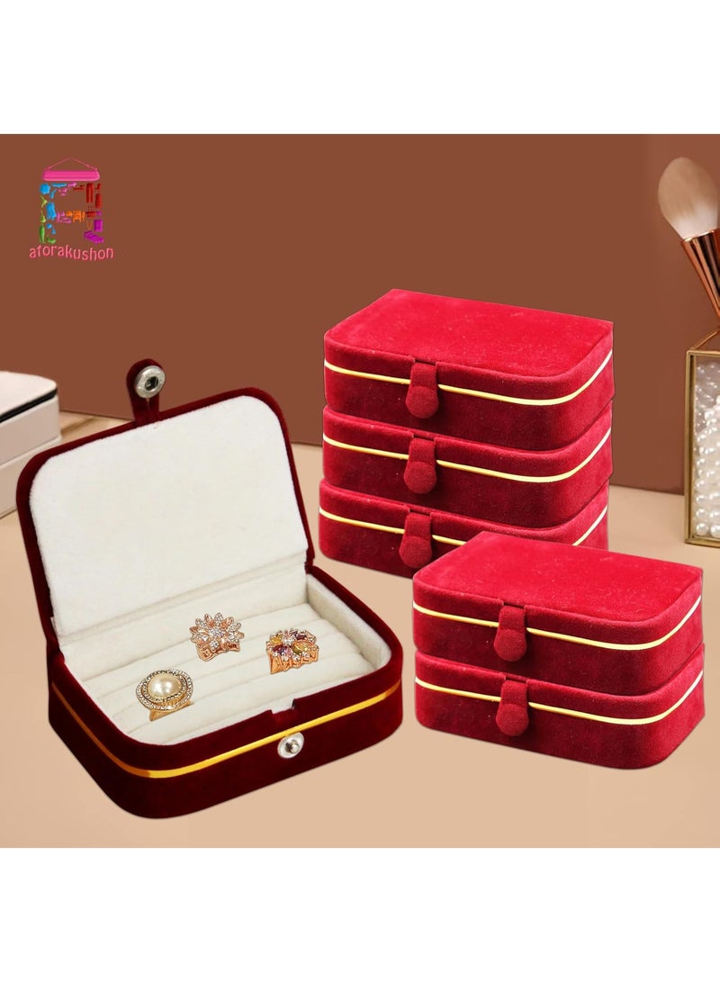 atorakushon® Velvet Jewellery Box Ring Box Earrings Necklace Organiser For Women's Pack of 6 (Cream) - Image 4