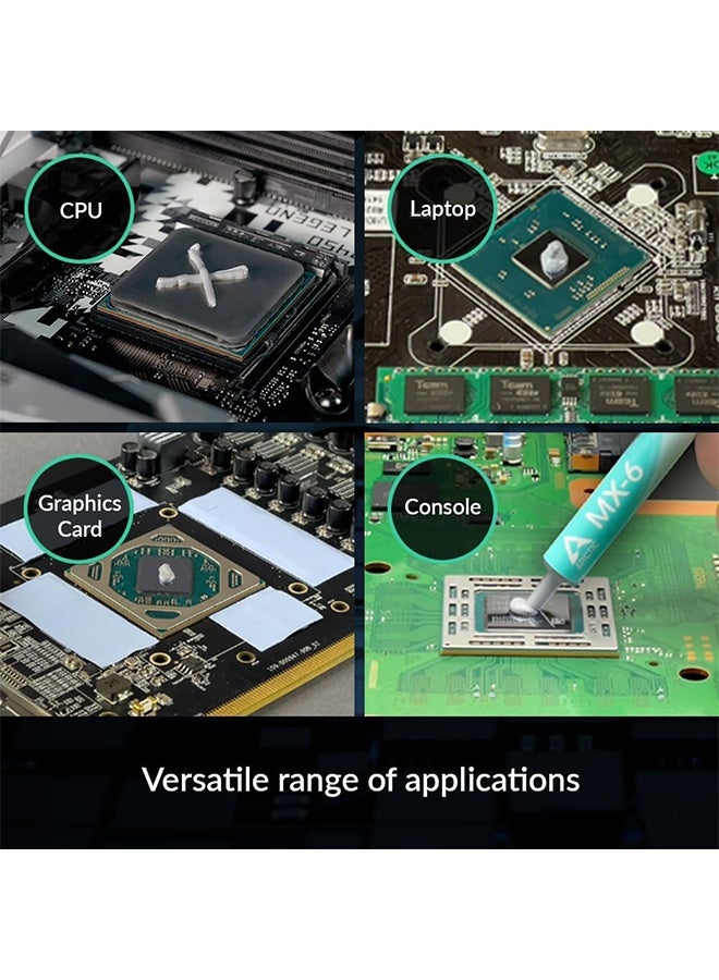 MX-6 الأداء النهائي لصق حراري لجهاز المعالجة المركزية، وحدات التحكم، بطاقات الرسومات، أجهزة الكمبيوتر المحمولة، موصلية حرارية عالية جدا، متانة طويلة، غير موصلة (4g) - Image 4