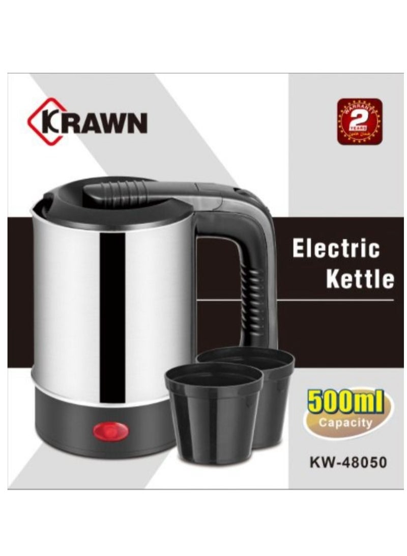 غلاية كهربائية سعة 500 مل وقوة 600W KW-48050 أسود/ فضي 500.0 ml 600.0 W KW-48050 أسود/ فضي