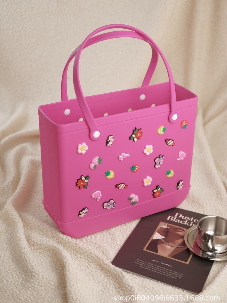 Factory In-Stock Eva Perforated Beach Bag Waterproof Tote Bag for Women Shopping Storage Crossbody Handbag Small Square Bag - Image 4
