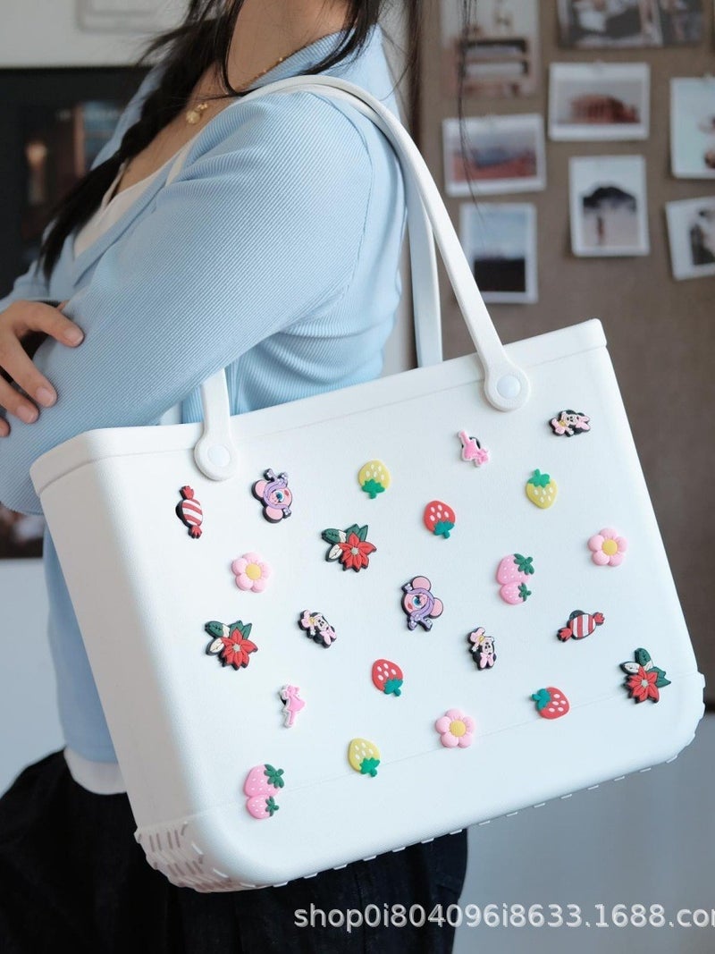 Factory In-Stock Eva Perforated Beach Bag Waterproof Tote Bag for Women Shopping Storage Crossbody Handbag Small Square Bag - Image 2