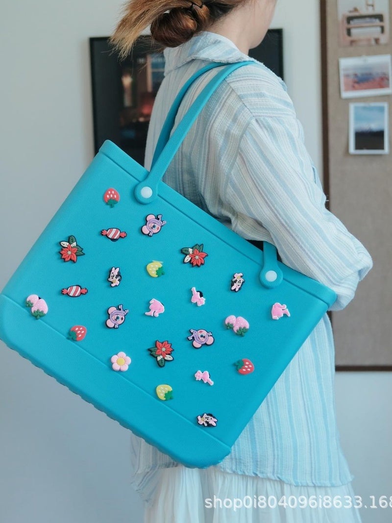 Factory In-Stock Eva Perforated Beach Bag Waterproof Tote Bag for Women Shopping Storage Crossbody Handbag Small Square Bag - Image 5