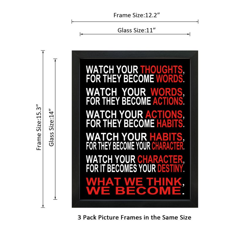 Pyradecor Black Framed Wall Art 3 Panels Motivational Office Positive Quotes Inspirational Poster Canvas Prints for Classroom Living Room Home Decorations - Image 4