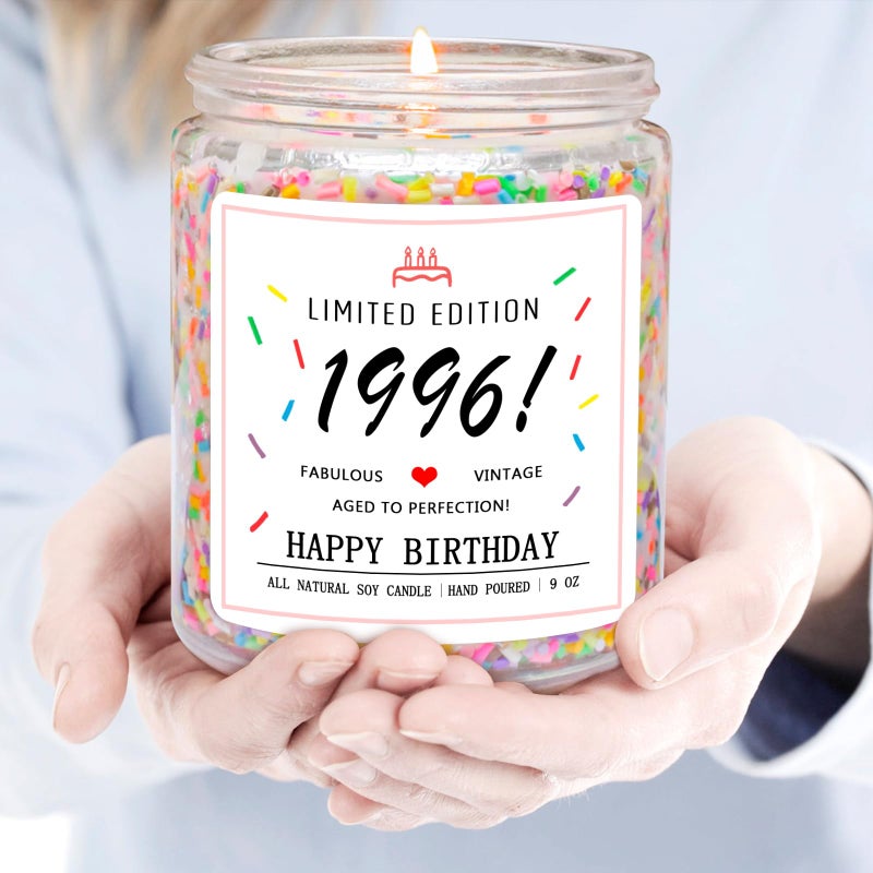 Homsolver 30th Birthday Gifts for Women Her, Decorations Gifts for 30 Year Old Woman, 30th Birthday Candles - Limited Edition 1996 Handmade (Vanilla Birthday Cake Scent with Sprinkles) - Image 5