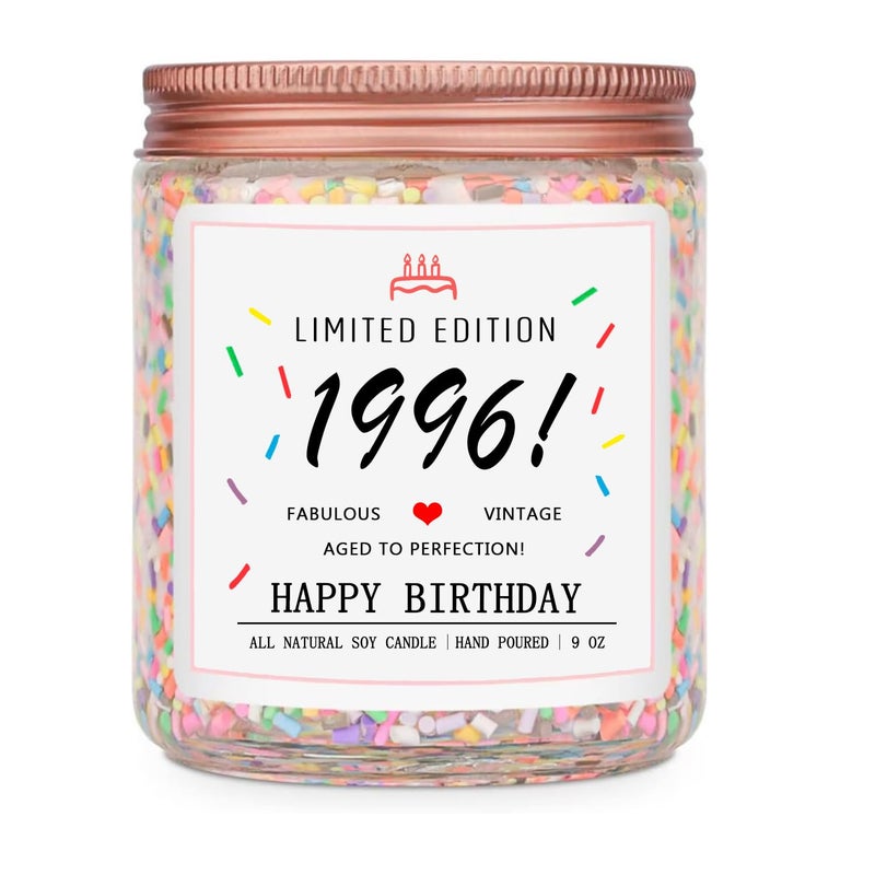 Homsolver 30th Birthday Gifts for Women Her, Decorations Gifts for 30 Year Old Woman, 30th Birthday Candles - Limited Edition 1996 Handmade (Vanilla Birthday Cake Scent with Sprinkles) - Image 1