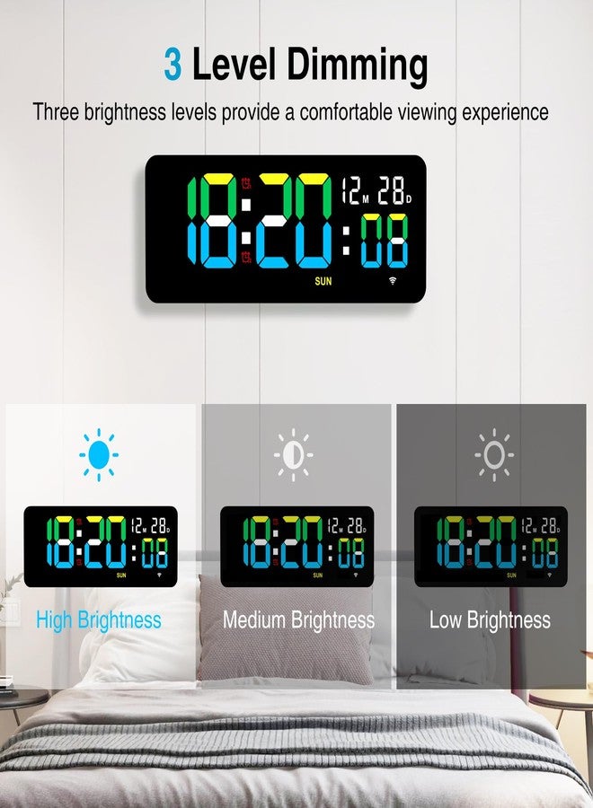 XREXS 12.2 Inch Digital Wall Clock WiFi Sync with Remote Control, Large LED Screen with Time/Calendar/Seconds Display, Count Up & Down Timer, 2 Alarm Clock for Home, Office and Classroom - Image 5