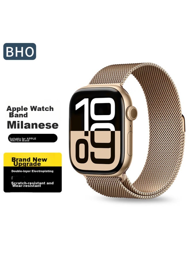 Bho Apple Watch Band متوافق مع Apple Watch S10/s9/se/ultra2، Milanese Loop، iwatch S8/7/6/5/4، سوار معدني من الفولاذ المقاوم للصدأ - Image 1
