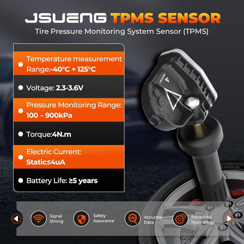 Jsueng TPMS Sensor GM, 433Mhz Tire Pressure Monitoring System Compatible with Buick| GMC| Chevrolet| Cadillac,4 PCS Tire Pressure Sensors Replaces#13598773 13516165 13595873 - Image 5