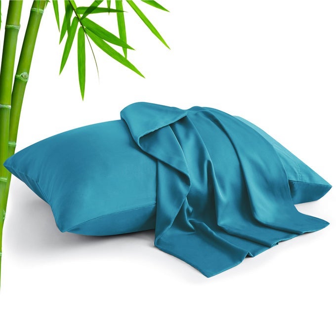 PILLOW CASES QUEEN SIZE SET OF 2 RAYON DERIVED FROM BAMBOO COOLING PILLOW CASES FOR HOT SLEEPERS NIGHT SWEATS BREATHABLE AND SILKY SOFT ENVELOPE PILLOWCASESTEAL 20X30