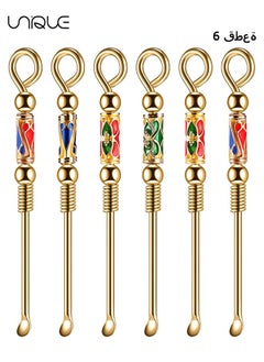 Unique 6 Pieces Tiny Spoon Powder Spoon Portable Metal Small Tiny Spoon Retro Necklace Loop Pendant for DIY Crafts Filling Vials with Powder Spice Herbs Sand Applications, 3.03 Inches  - Image 1