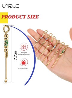 Unique 6 Pieces Tiny Spoon Powder Spoon Portable Metal Small Tiny Spoon Retro Necklace Loop Pendant for DIY Crafts Filling Vials with Powder Spice Herbs Sand Applications, 3.03 Inches  - Image 2