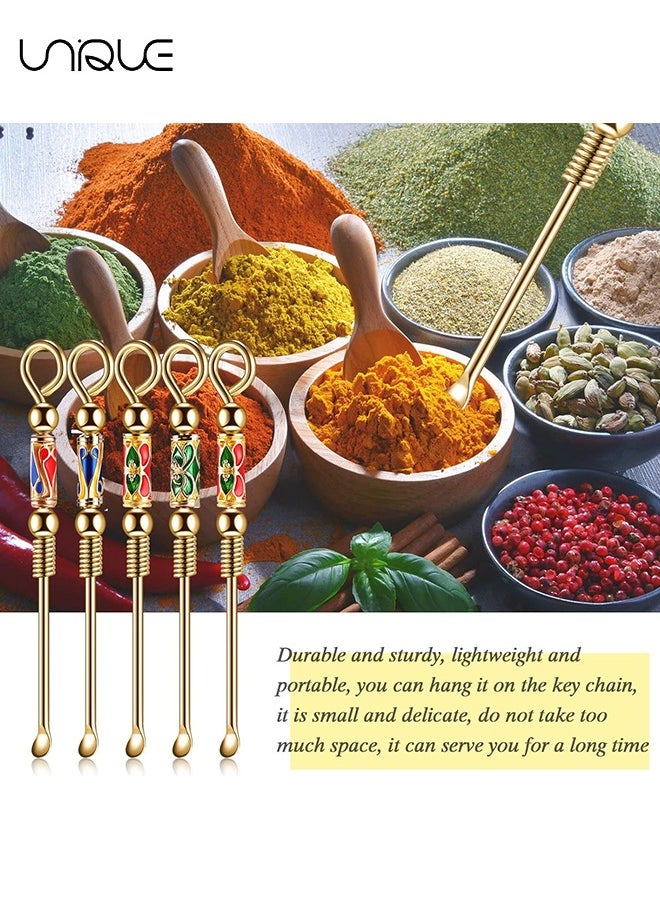 Unique 6 Pieces Tiny Spoon Powder Spoon Portable Metal Small Tiny Spoon Retro Necklace Loop Pendant for DIY Crafts Filling Vials with Powder Spice Herbs Sand Applications, 3.03 Inches  - Image 5