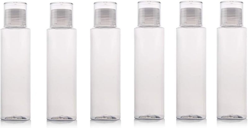6Pcs 100ml/3.4oz Travel Bottles Set - Cosmetic Containers with Orifice Reducer and Screw Lid - Leak Proof Refillable Plastic Bottle Pot Vial for Toner Lotion Emulsion Shampoo Shower Gel
