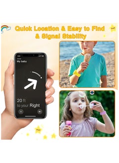 Y&D 2 Pack Airtag Bracelet for Kids Waterproof Silicone Wristband Full Case Cover Holder Anti Lost Band Hidden Accessories Toddler Child Tracker Strap Purple and Yellow  - Image 4